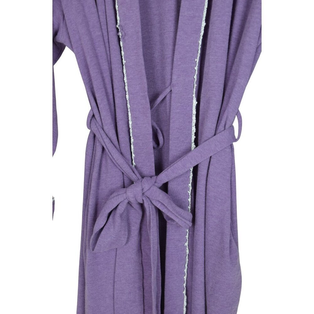 EILEEN WEST COTTON PURPLE LONG SLEEVE BELTED POCKETS ROBE - Picture 6 of 10
